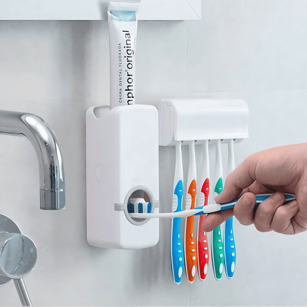 Automatic Toothpaste Dispenser with Toothbrush Holder  Wall Mounted Touch Me Set