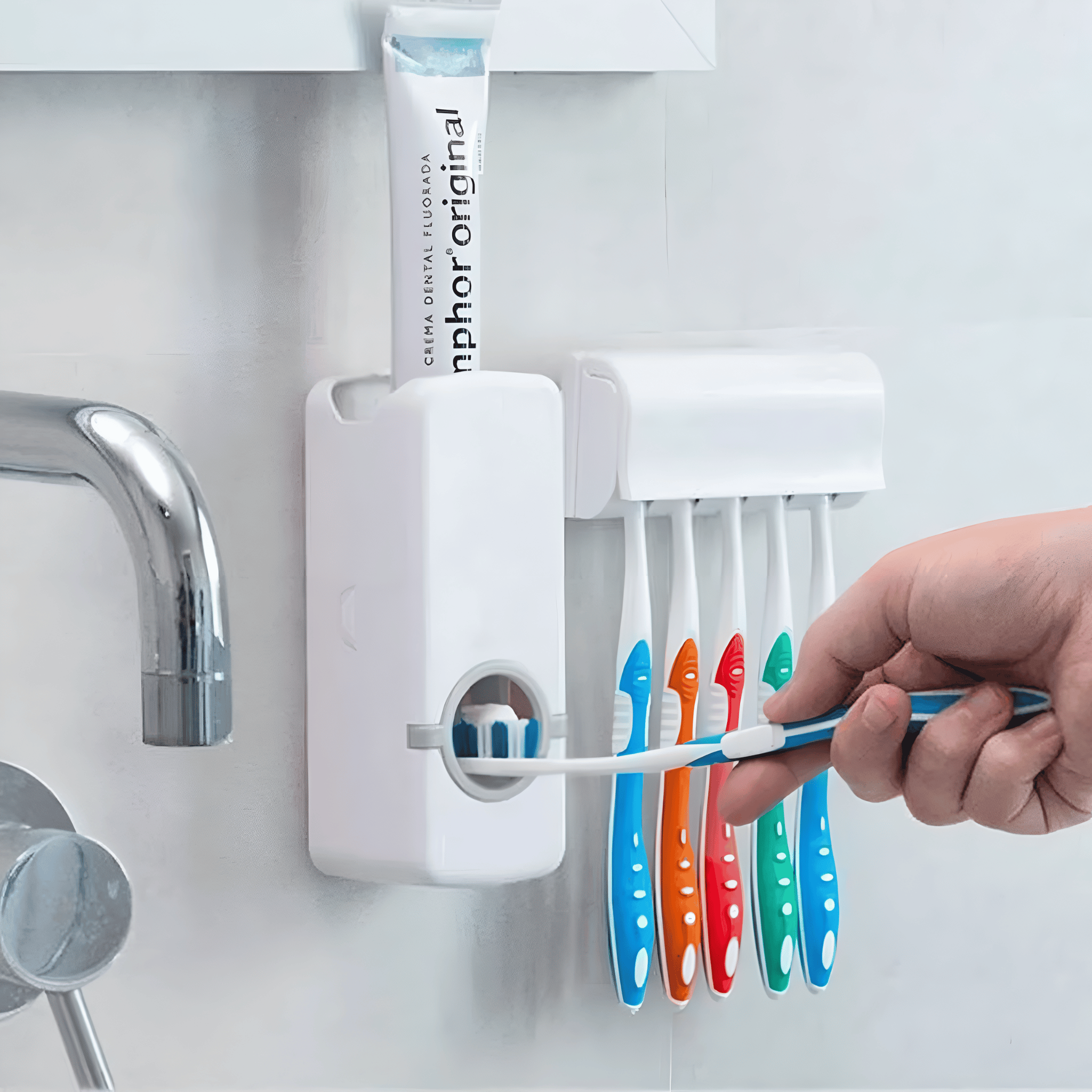 Automatic Toothpaste Dispenser with Toothbrush Holder  Wall Mounted Touch Me Set