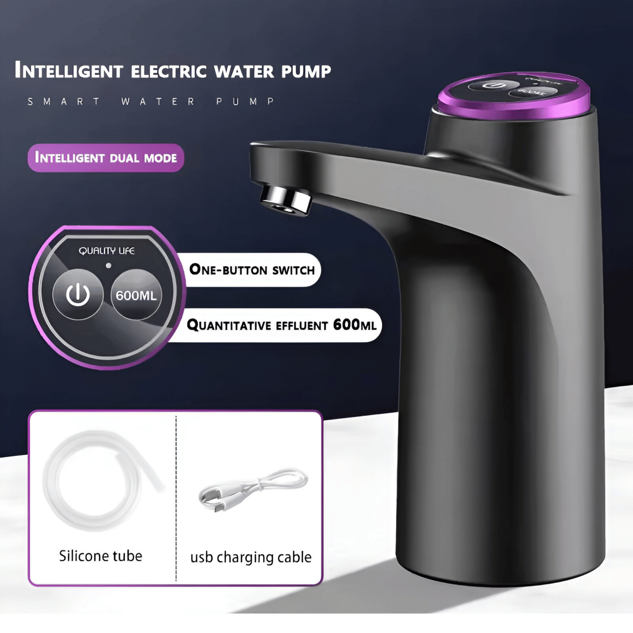 Automatic USB Rechargeable Water Dispenser Pump for Bottled Water – Smart One-Touch Electric Pump