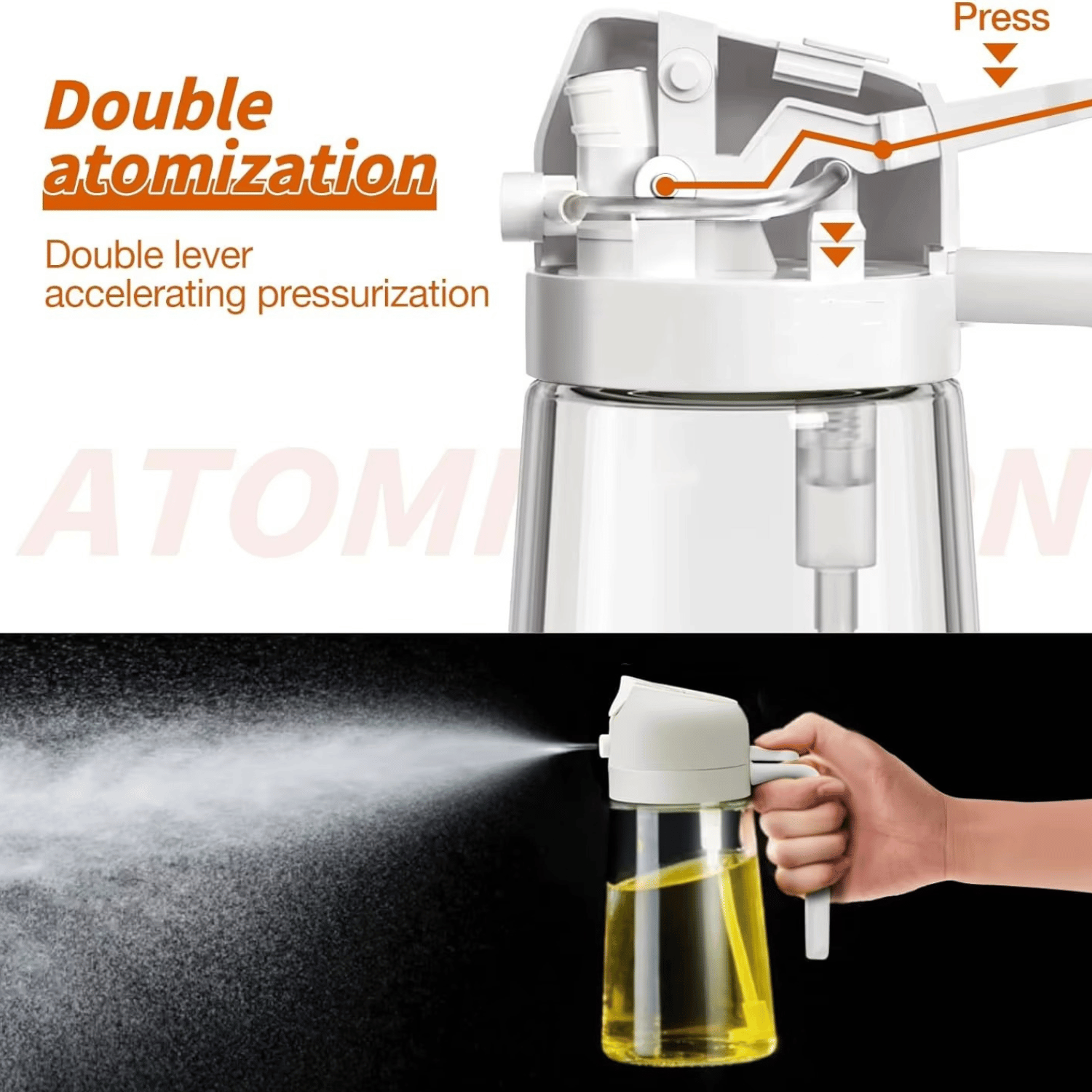 2-in-1 Oil Spray & Pour Dispenser Bottle – 470ml | Olive Oil Sprayer for Cooking with Brush & Cleaning Tool