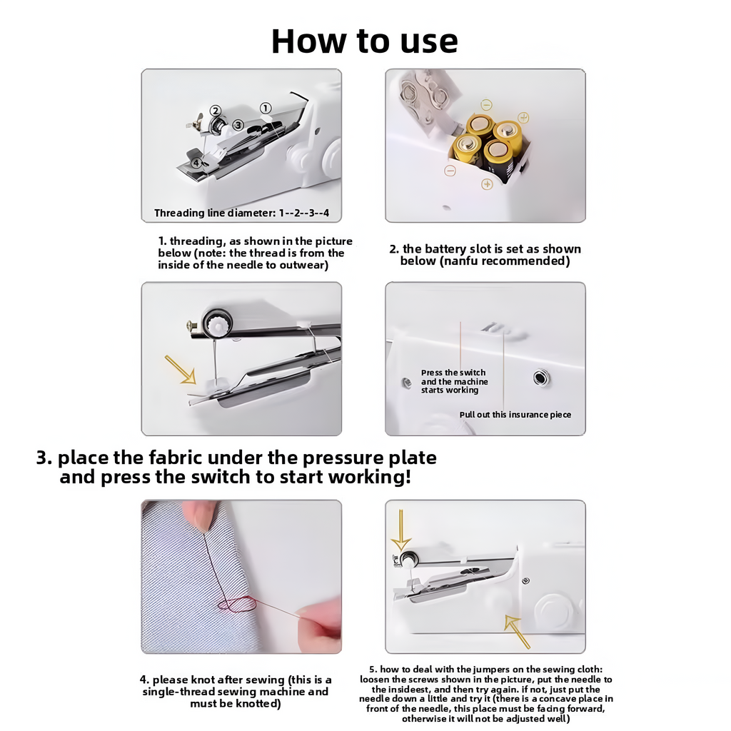 Handy Stitch Portable Sewing Machine – Cordless Handheld Stitching Tool