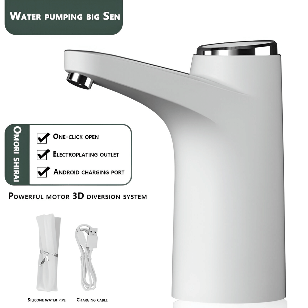 Automatic USB Rechargeable Water Dispenser Pump for Bottled Water – Smart One-Touch Electric Pump