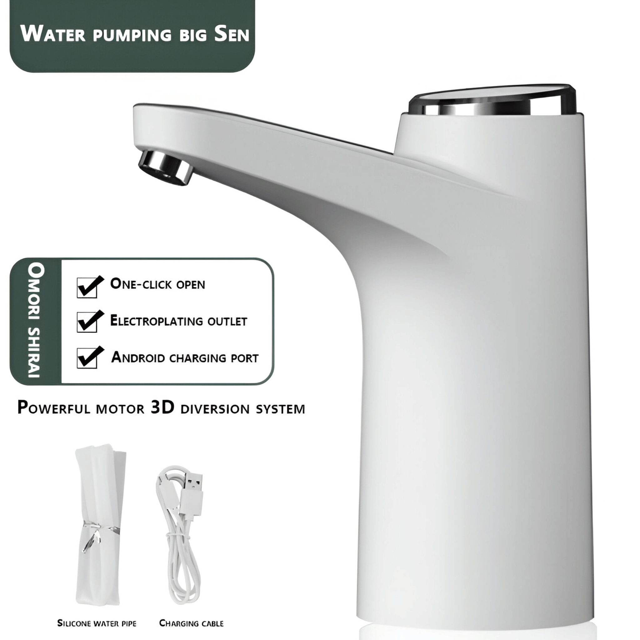 Automatic USB Rechargeable Water Dispenser Pump for Bottled Water – Smart One-Touch Electric Pump